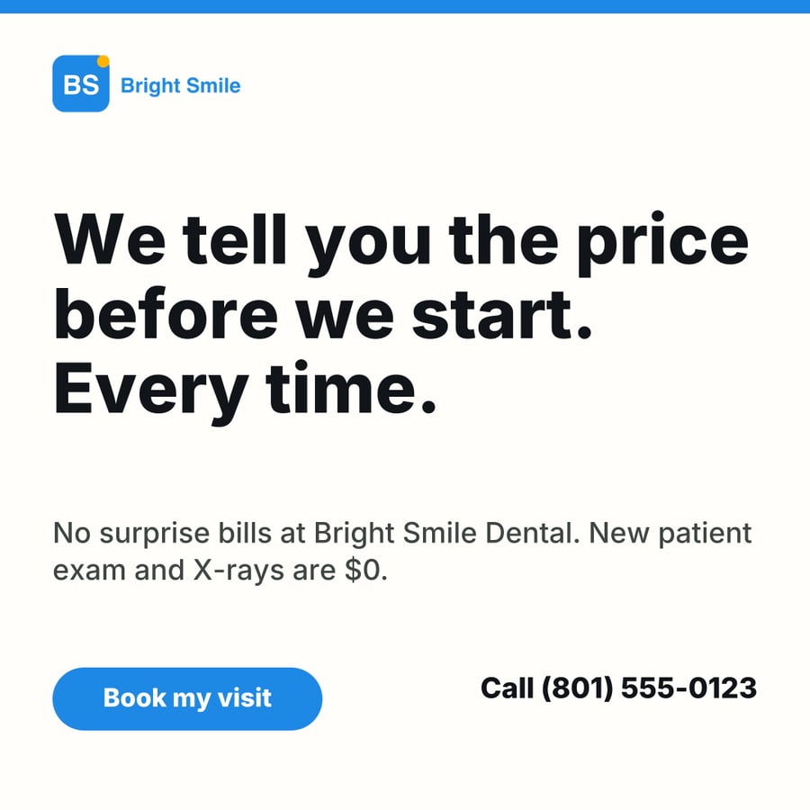 Bright Smile Dental sample ad (Native text post)