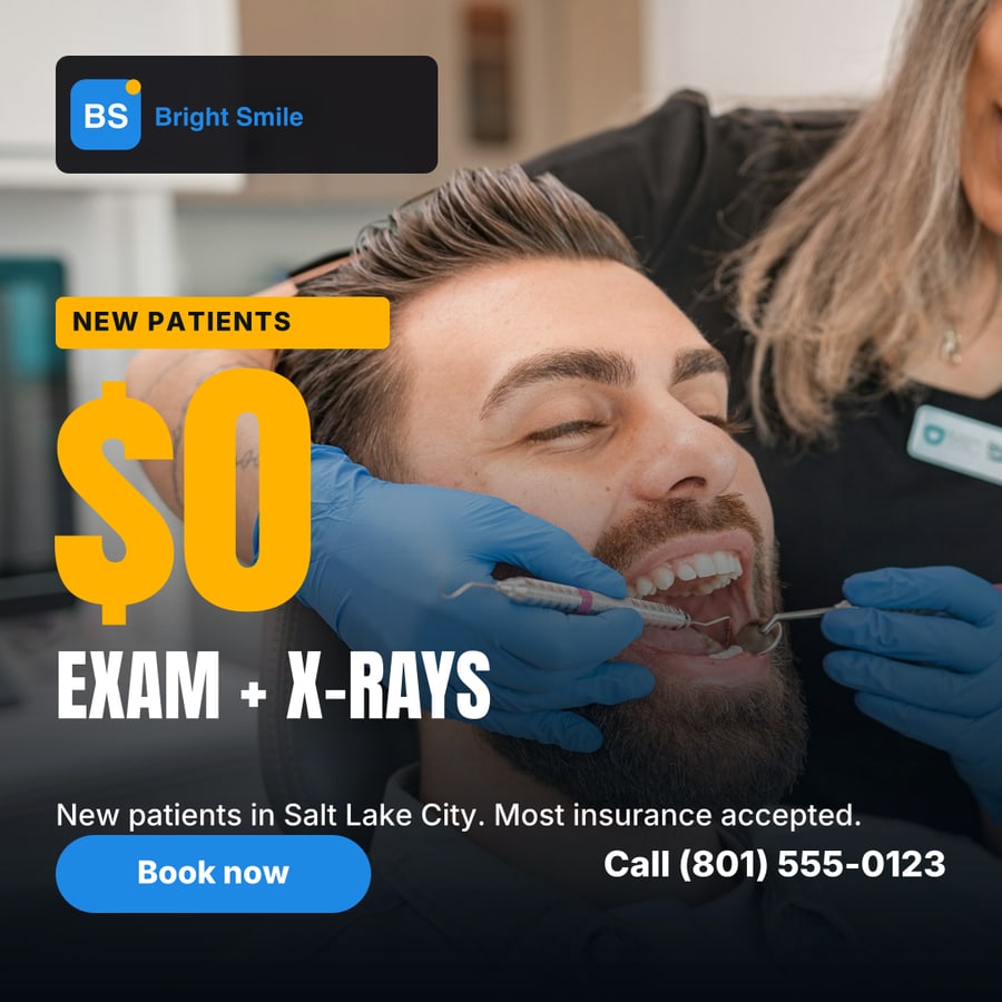 Bright Smile Dental sample ad (Face + offer)